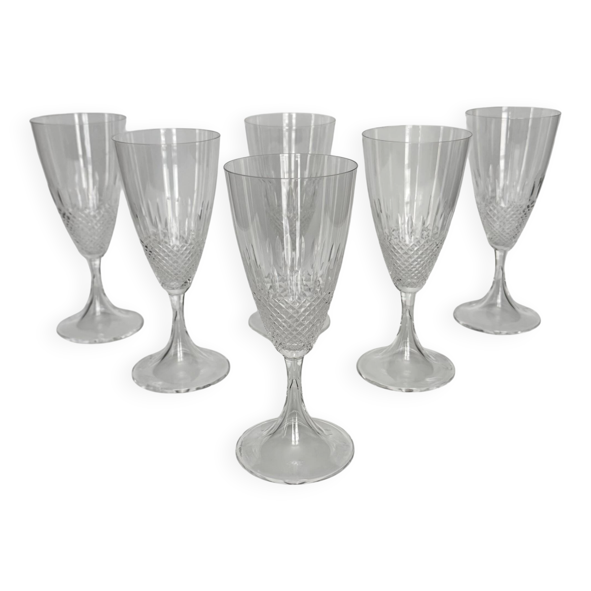 6 Crystal Wine Glasses by Lalique | “Chinon” Model from the 1960s