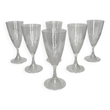 6 Crystal Wine Glasses by Lalique | “Chinon” Model from the 1960s