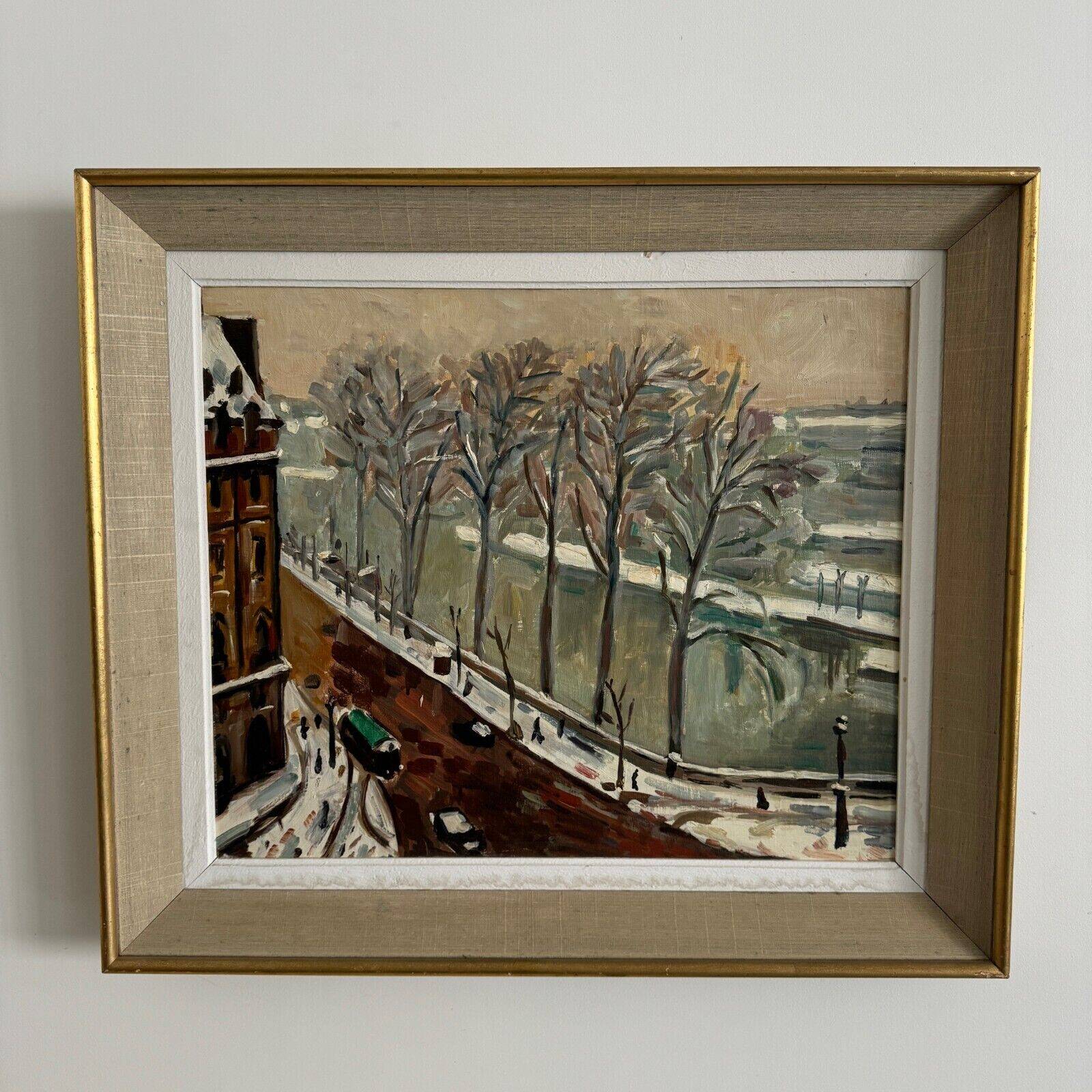 Oil on canvas boulevard scene in Paris 20th century in the style of Marquet