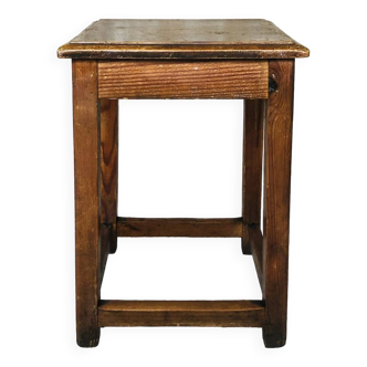 Tabouret vintage de ferme en châtaignier Circa 50