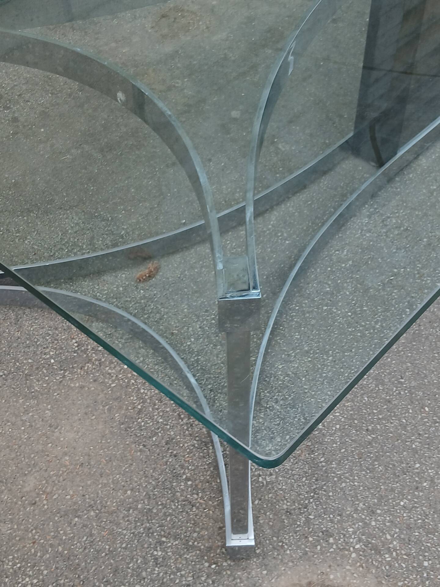 1970s glass and chrome table, 300 cm, for 12 people.