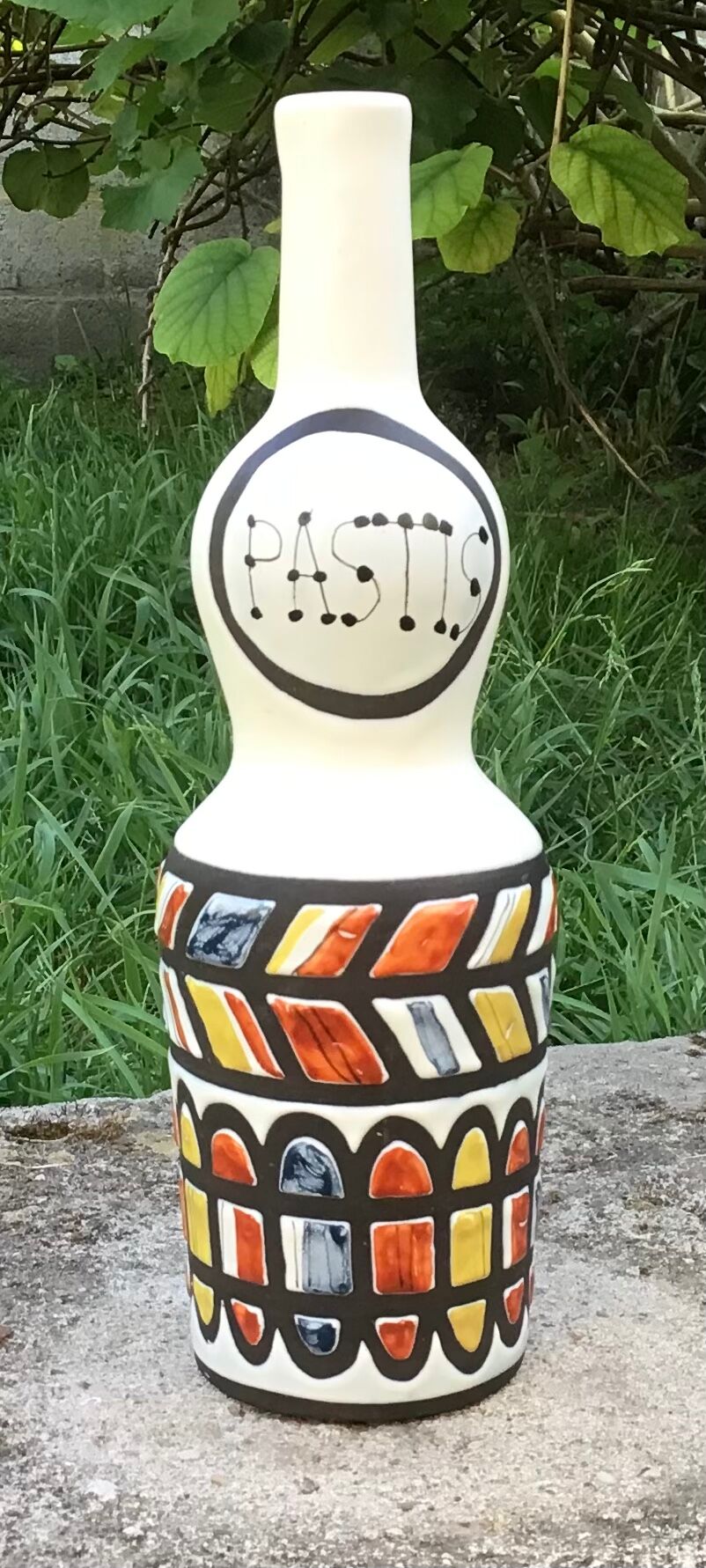 Ceramic pastis bottle signed capron vallauris j48