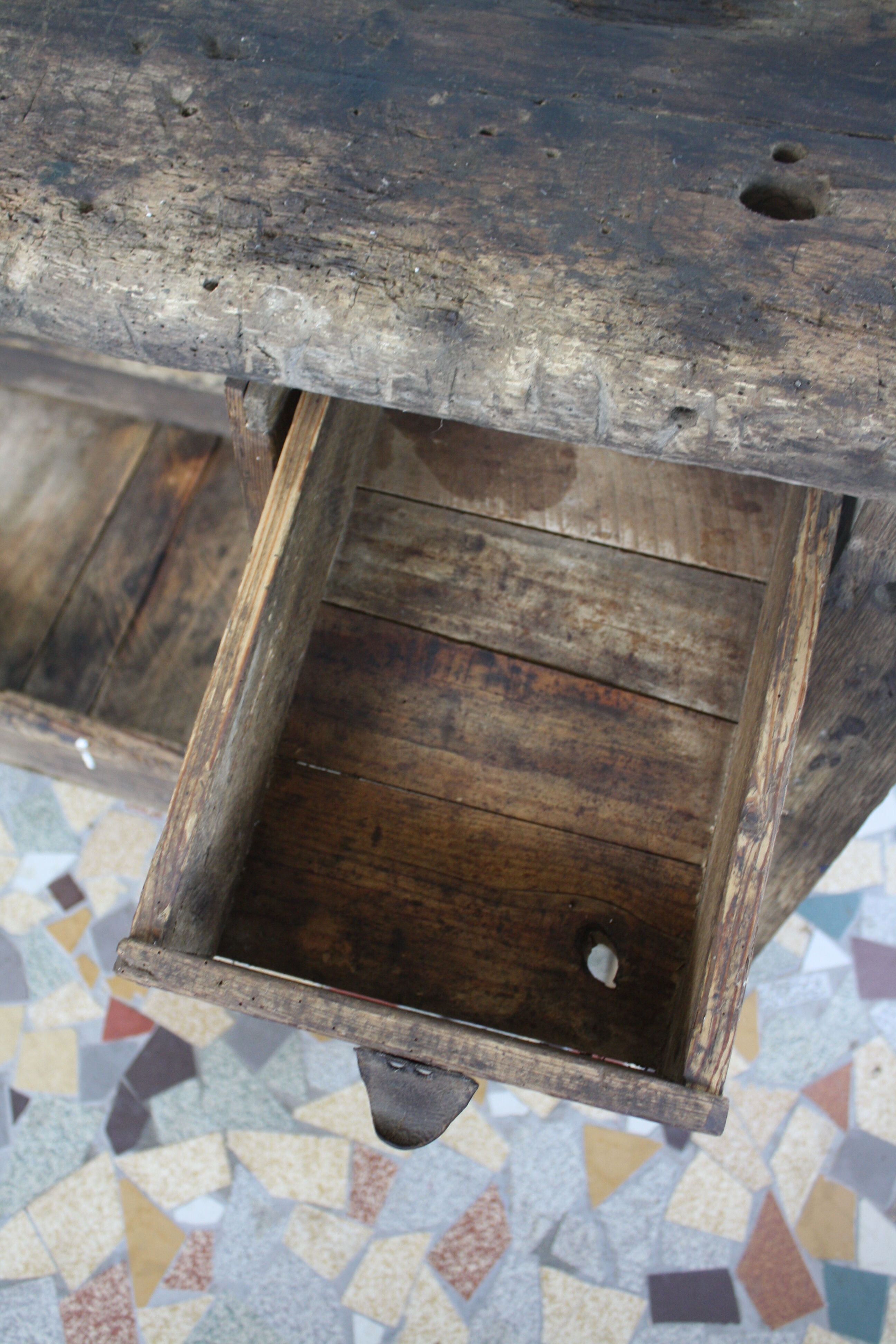 Ancient wooden workbench