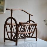 Vintage rattan magazine holder