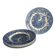 Set of 4 vintage English porcelain dessert plates with blue cha decor
