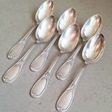 Set of 6 silver plated metal soup spoons