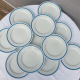 Set 12 plates checkered earthenware blue Lustucru diam25