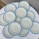 Set 12 plates checkered earthenware blue Lustucru diam25