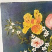 Peinture bouquet huile sur toile 38X38