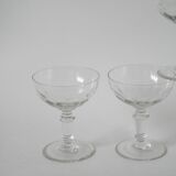 Set of 4 faceted crystal champagne glasses, 1930