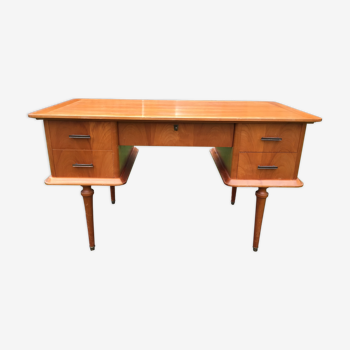 Vintage desk in solid cherry tree and its armchair