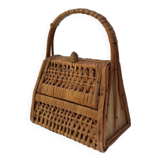 Vintage woven wicker rattan basket