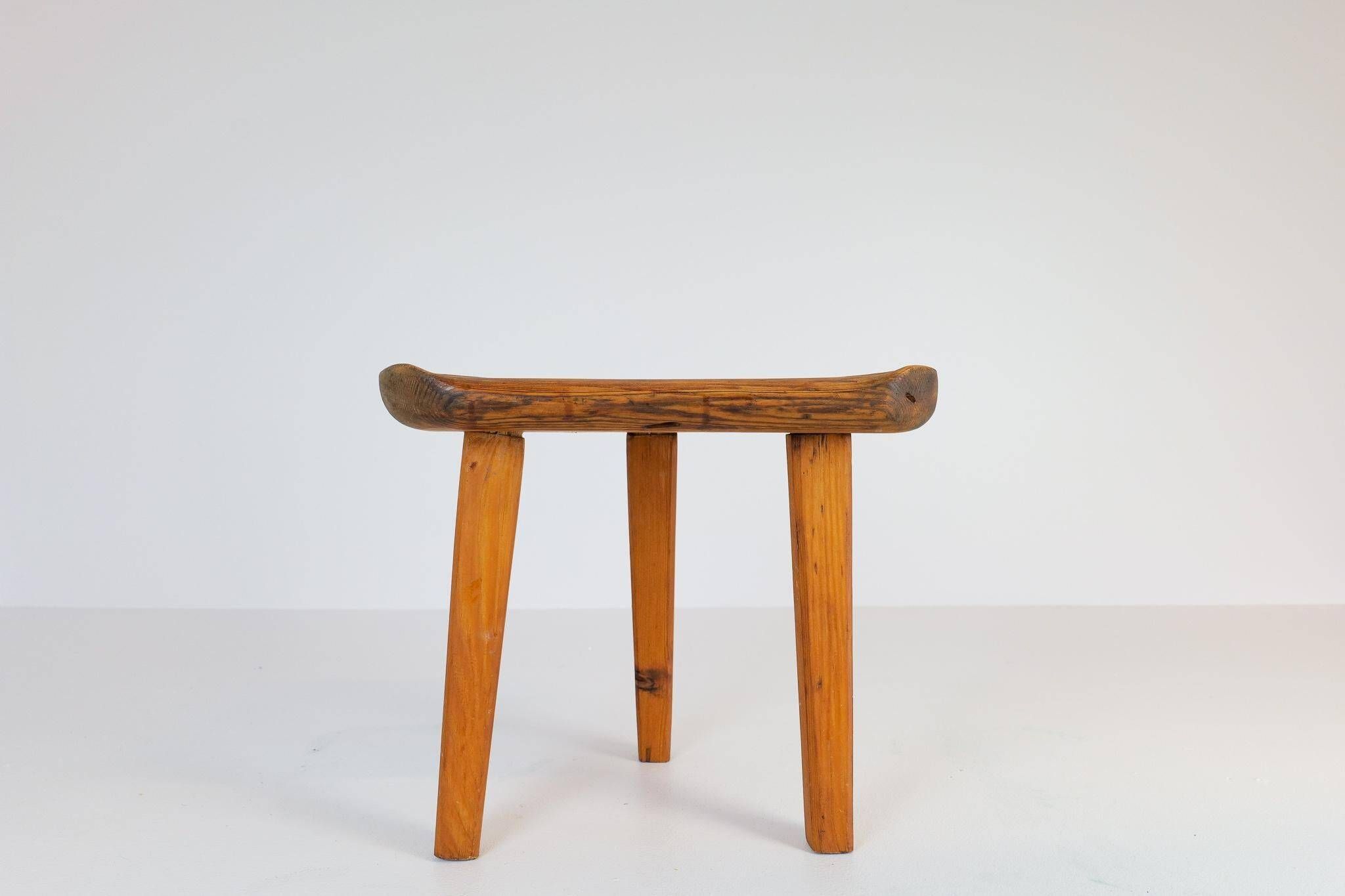 Tabouret suédois en pin, années 1960
