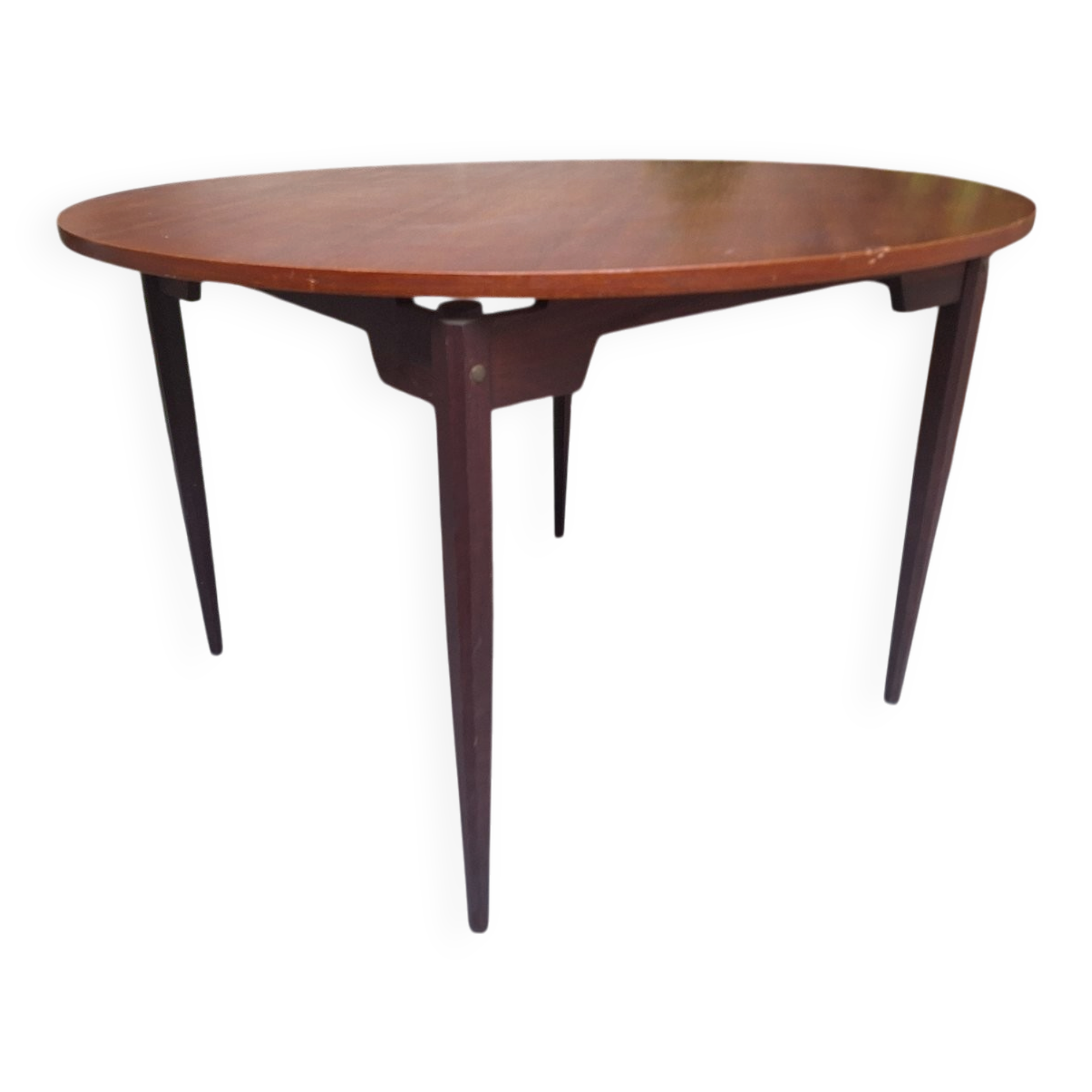 Wooden Dining Table with Round Top, 1950s