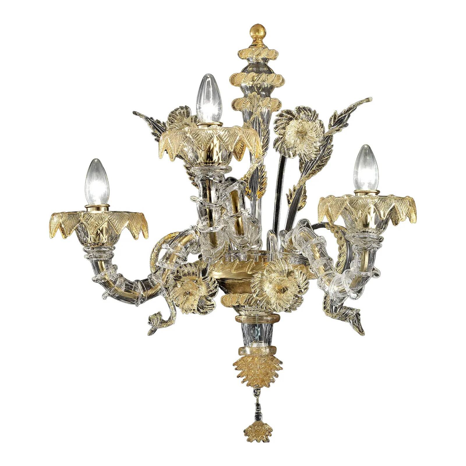 Verre de Murano italien Ca’ Rezzonico – Design floral en or fait à la main