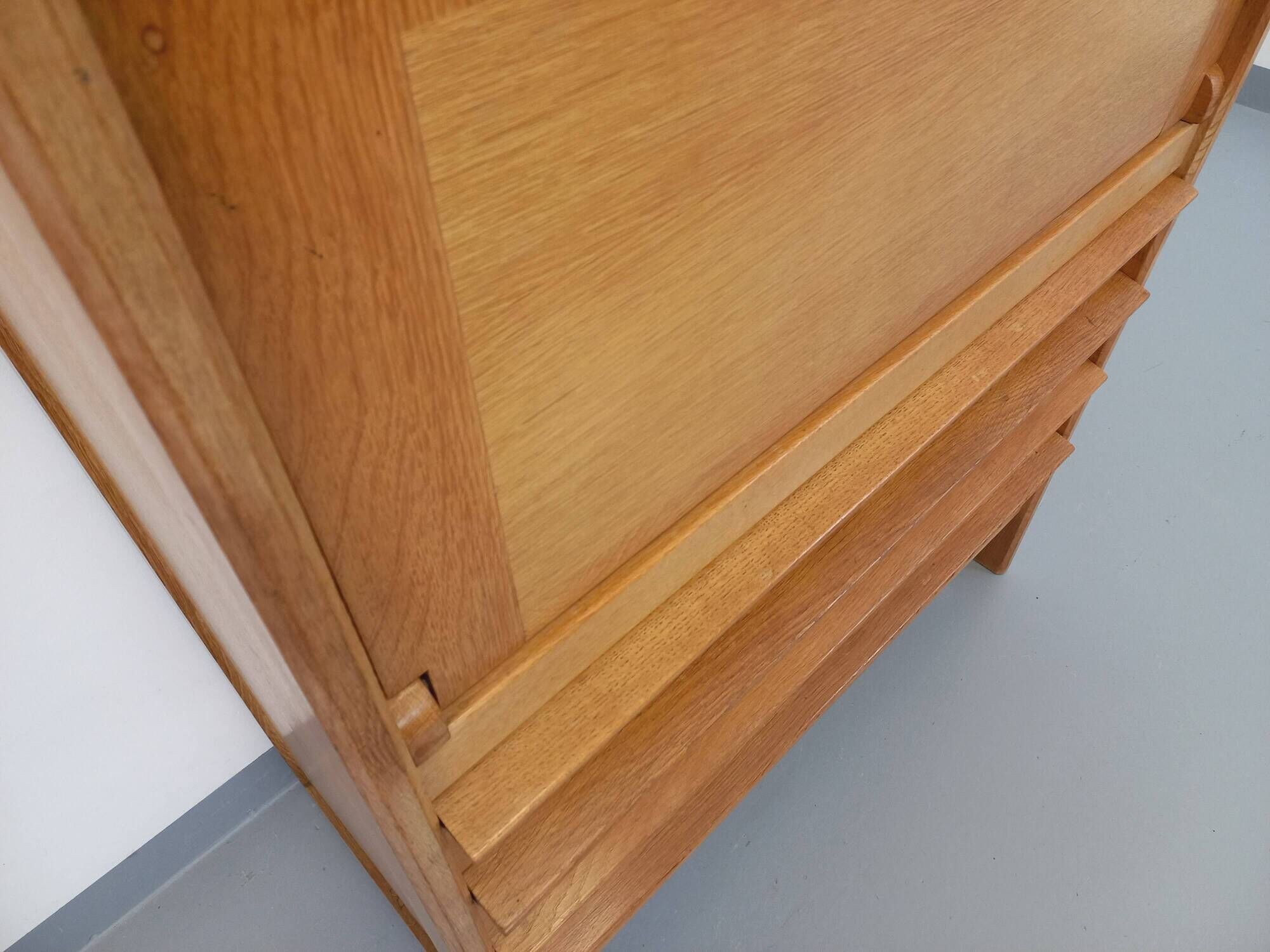 Vintage Guillerme and Chambron secretary desk in solid oak from the 50s and 60s