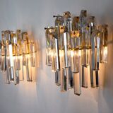 Pair of Venini wall sconces, 2 levels, Murano glass, Italy, 1970.