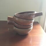 4 enamelled sandstone bowls