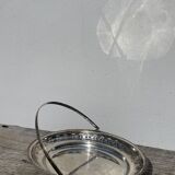 Oval dish with silver-plated metal handle