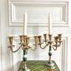 Pair of candlesticks brass and mother-of-pearl candlesticks