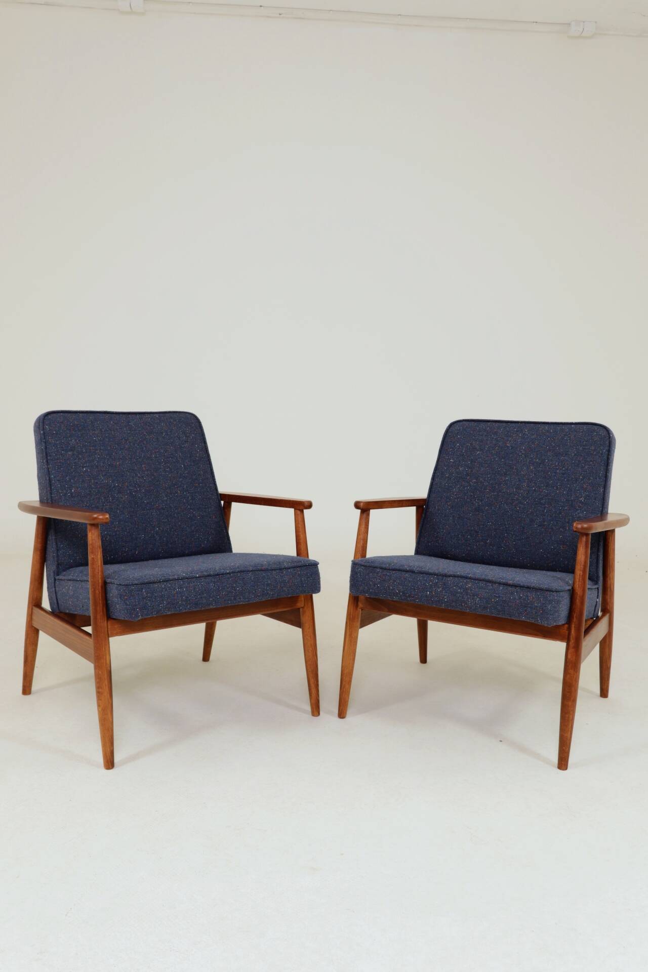 Two Mid Century Armchairs by M. Zieliński, Poland 1960, Navy Tweed