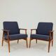 Two Mid Century Armchairs by M. Zieliński, Poland 1960, Navy Tweed