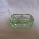 Art deco green glass saleron
