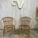 Pair of rattan armchairs