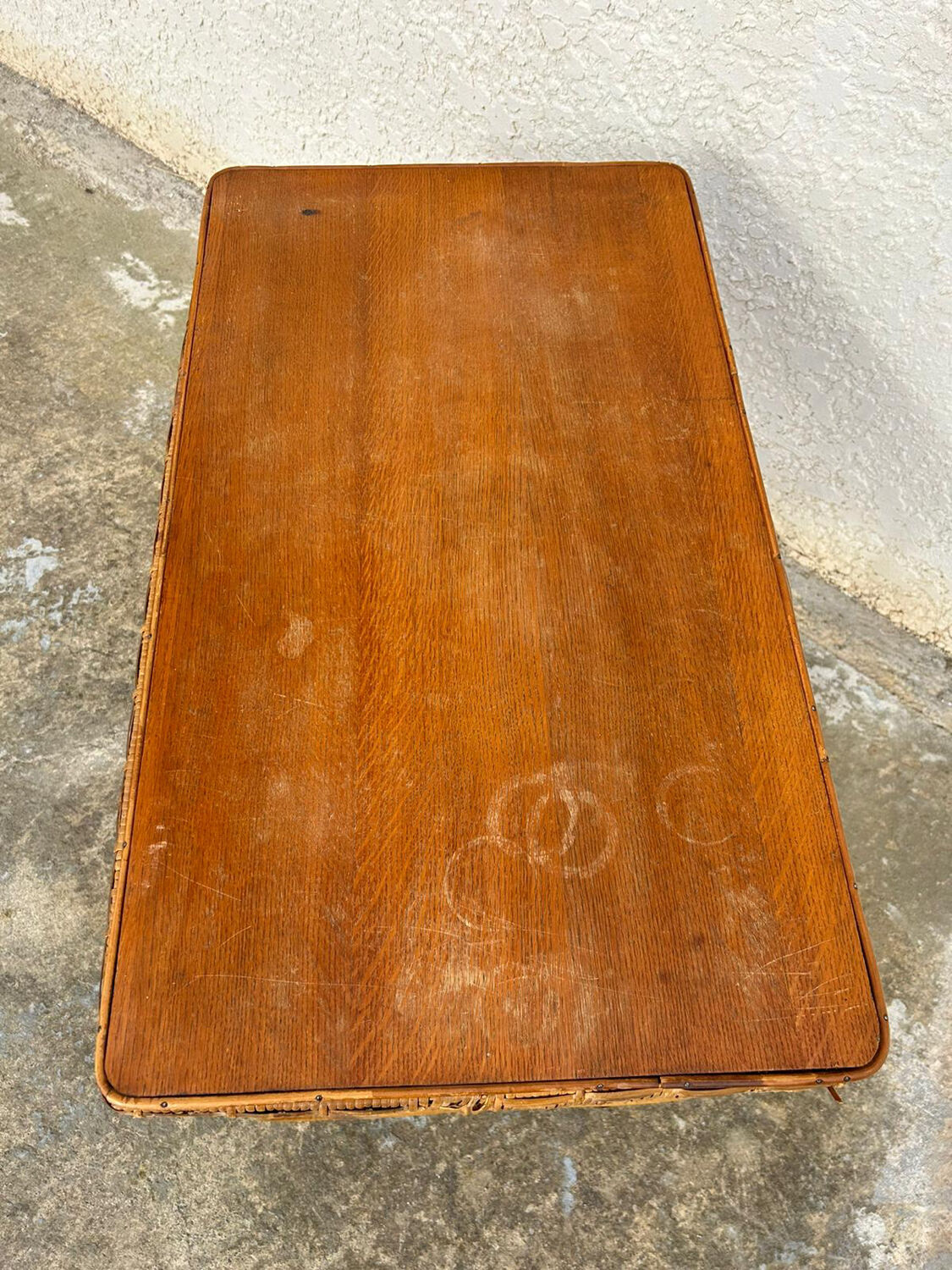 Vintage rattan magazine table