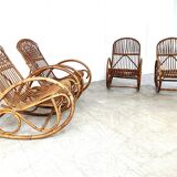 Vintage bamboo rocking chairs, 1960s, set of 4