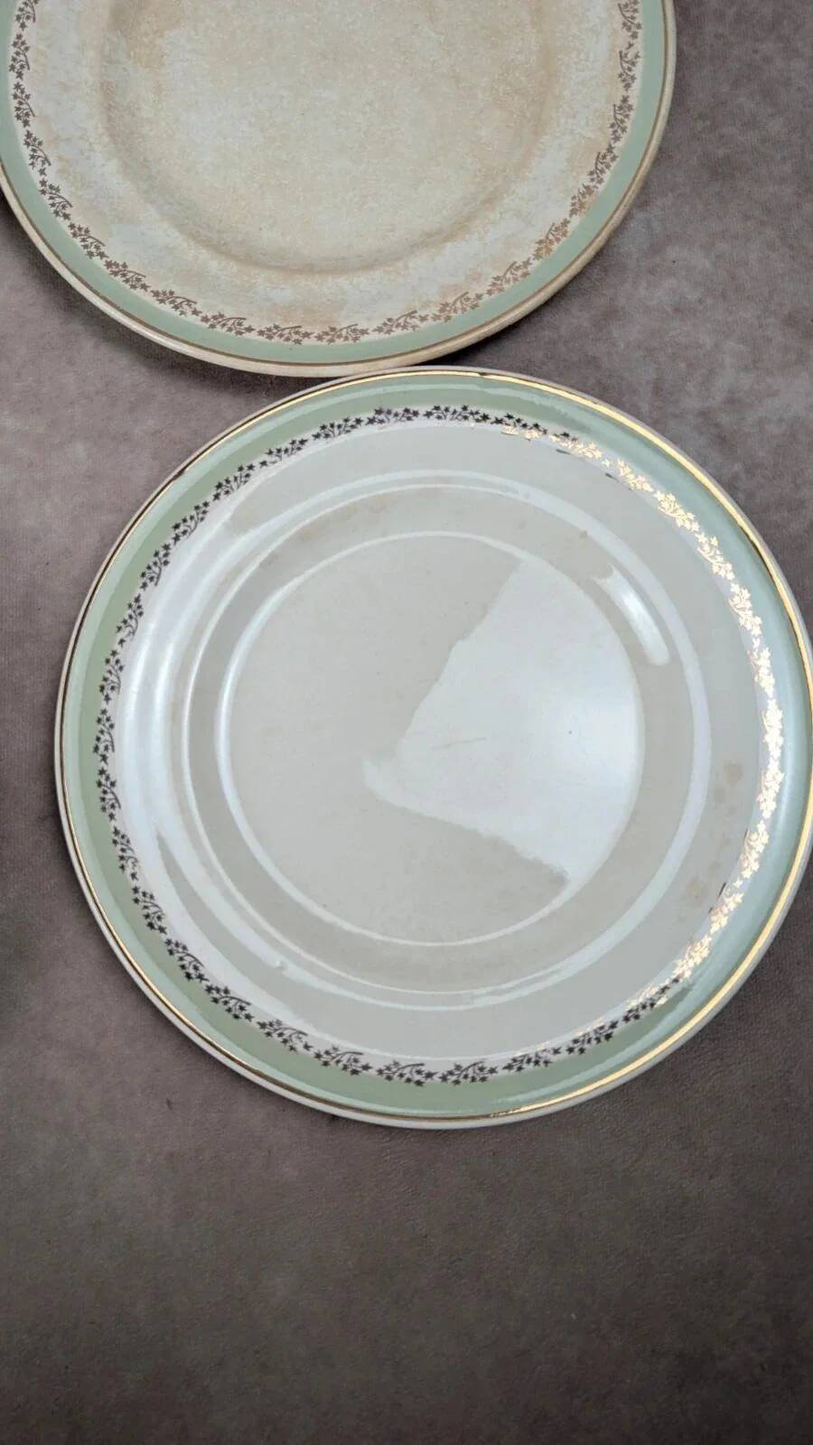 Set of 6 vintage Saintonge flat plates – semi-porcelain