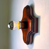 Pair of geometric Art Deco wall lights, carved wood, France, 1960s