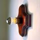 Pair of geometric Art Deco wall lights, carved wood, France, 1960s