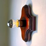 Pair of geometric Art Deco wall lights, carved wood, France, 1960s