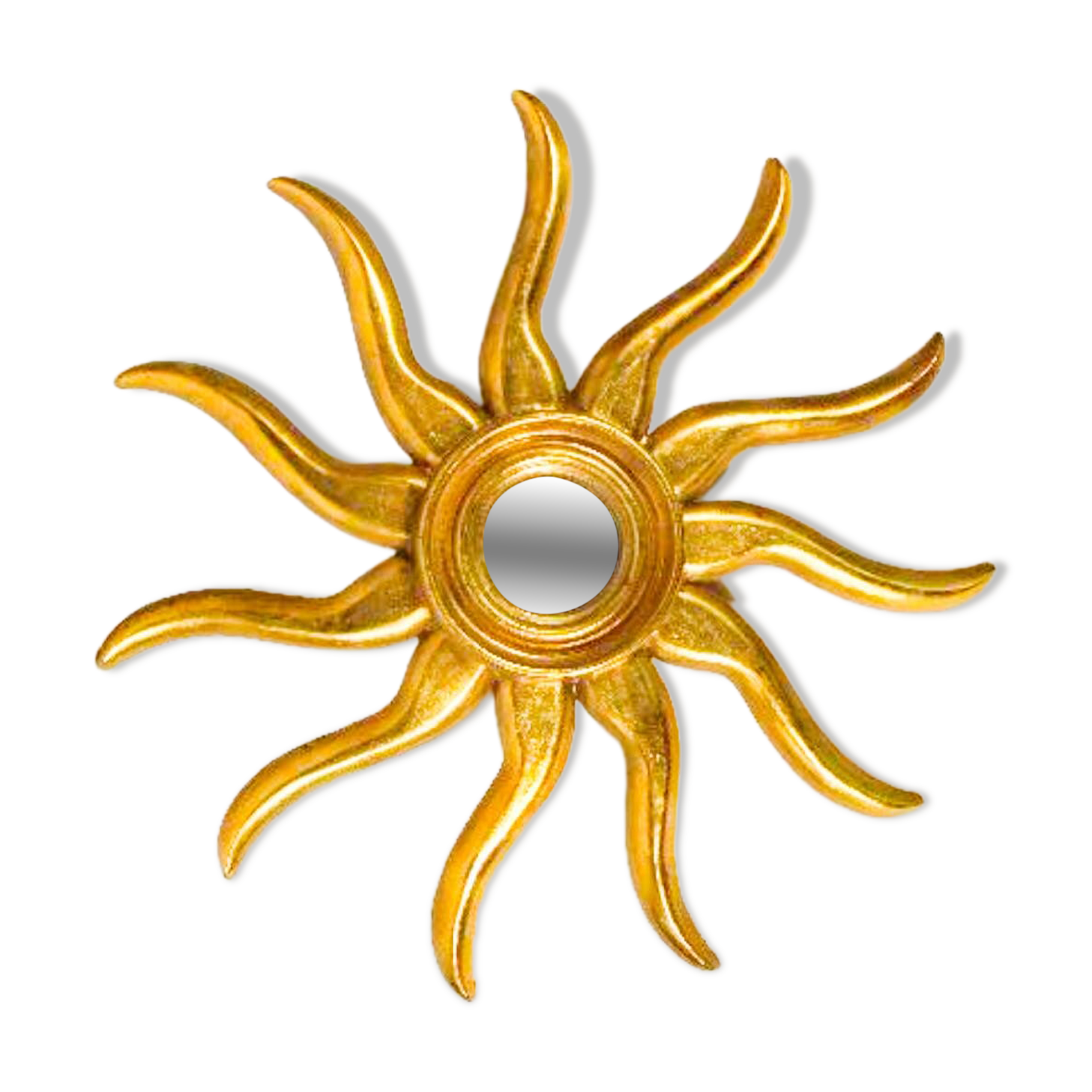 Miroir soleil italien en bois doré – Style vintage, format moyen