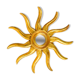 Miroir soleil italien en bois doré – Style vintage, format moyen