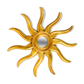 Miroir soleil italien en bois doré – Style vintage, format moyen