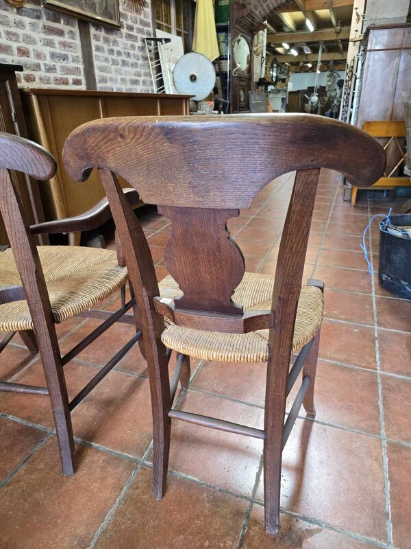 Fauteuil campagnard + chaise en chêne