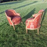 Pair of Louis XVI period shepherdesses, in gilded wood