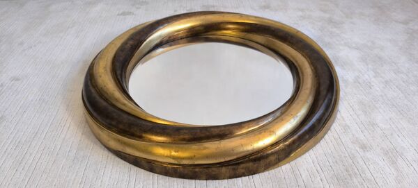 Grand Miroir Rond Victorien Anglais – Bois Doré & Verre Biseauté