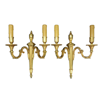 Pair of Louis XVI style wall lamps, Lucien Gau, Paris