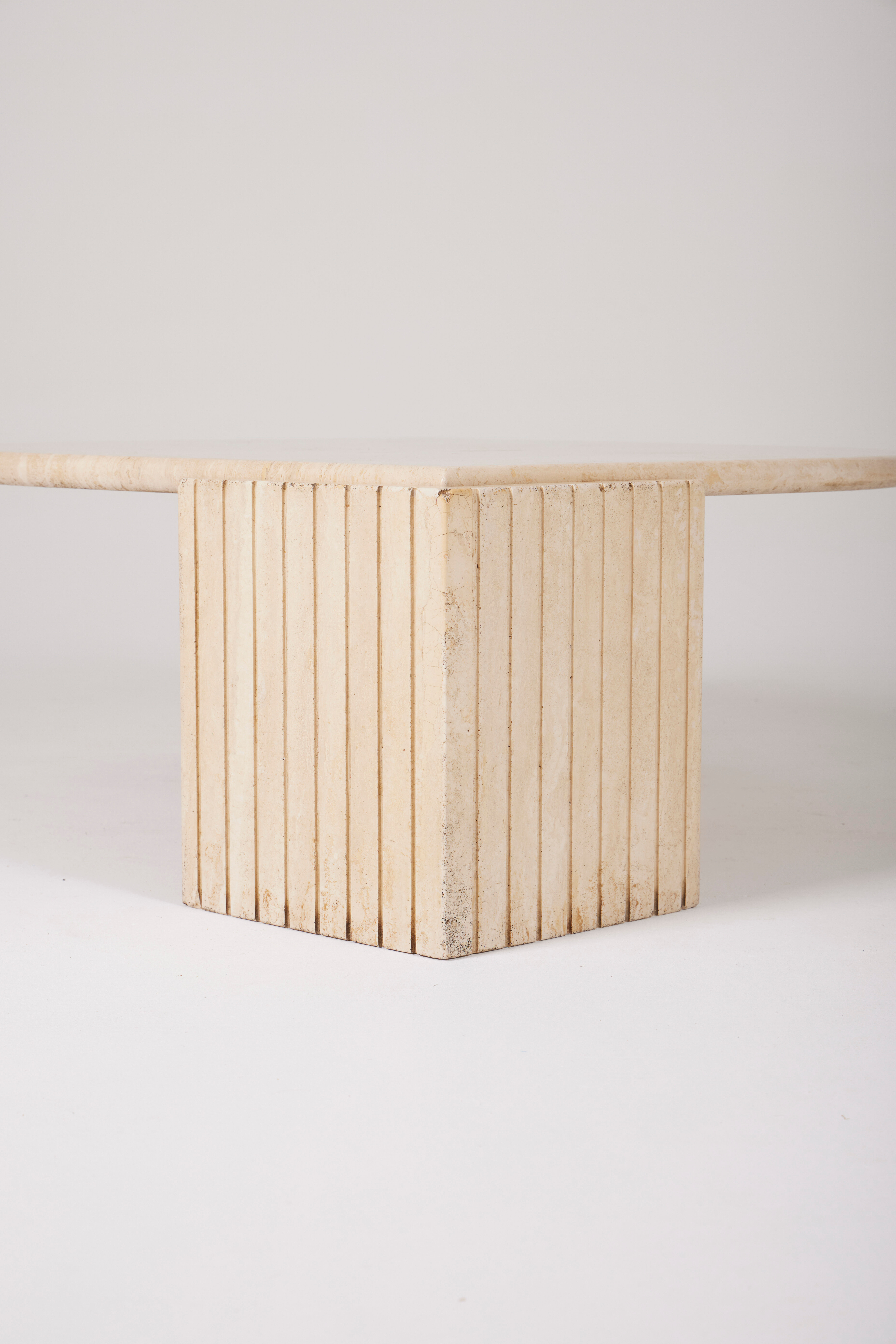 Travertine coffee table in eye shape, 1970s