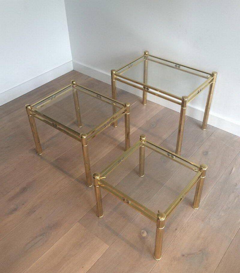 Set of 3 nesting brass tables