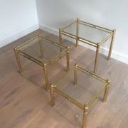 Set of 3 nesting brass tables