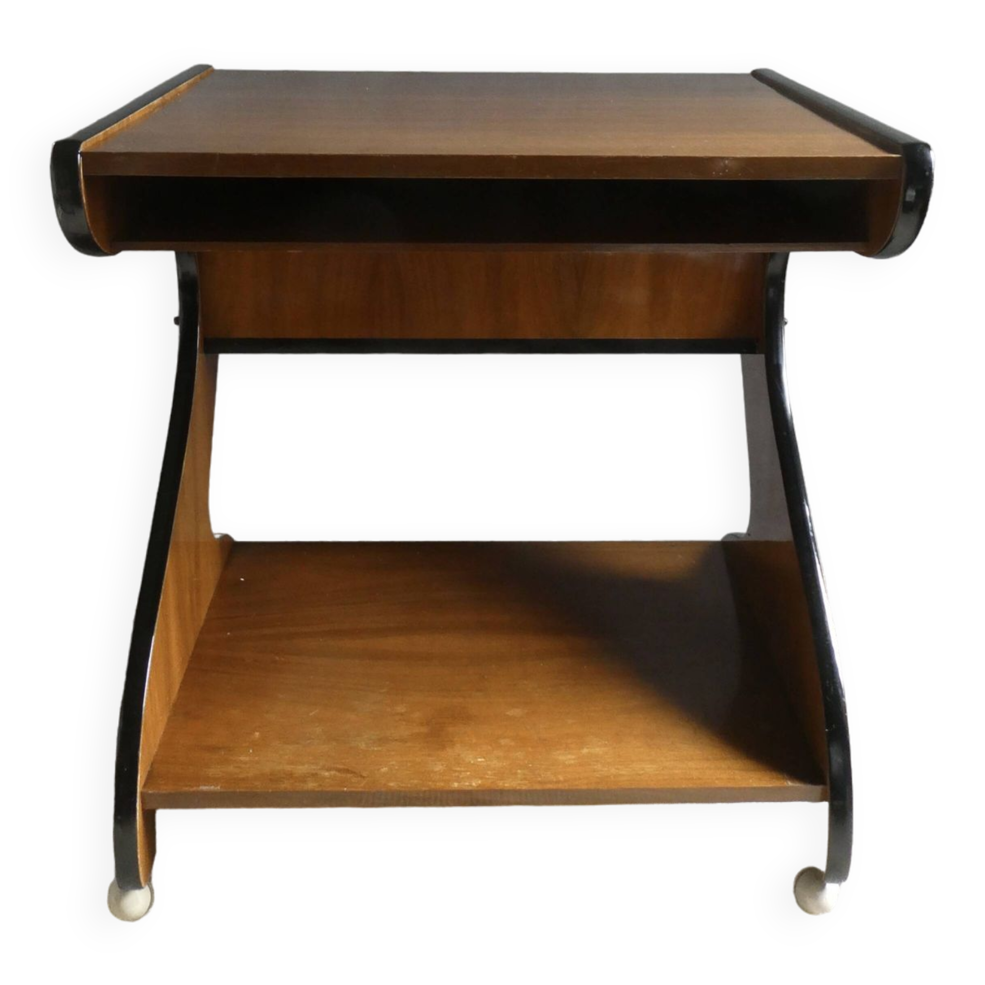 Meuble console télé TV des années 60, à roulettes