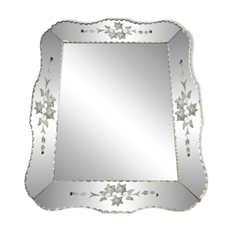 Miroir ancien vénitien à parecloses 66x56