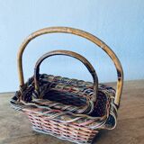 Pair of colorful wicker baskets