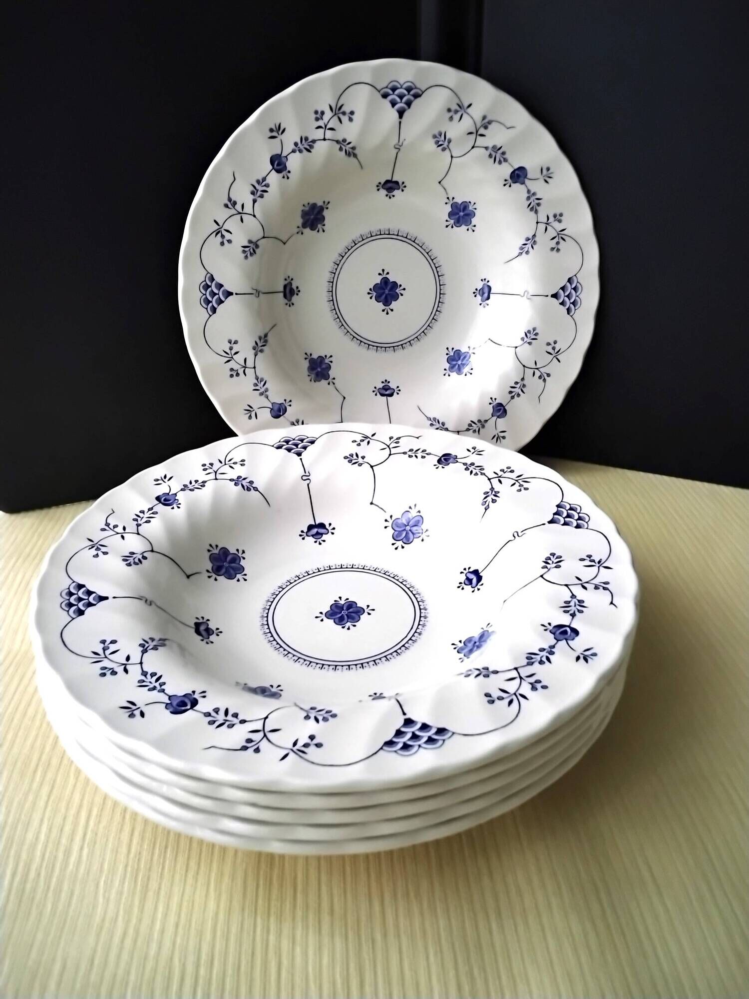 6 Myott English earthenware soup plates. Finlandia model