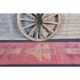 Tapis coureur vintage en laine et coton turc noué à la main rose 87x328