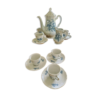 Berry porcelain tea/coffee service - S.F.P. - Blue floral decoration